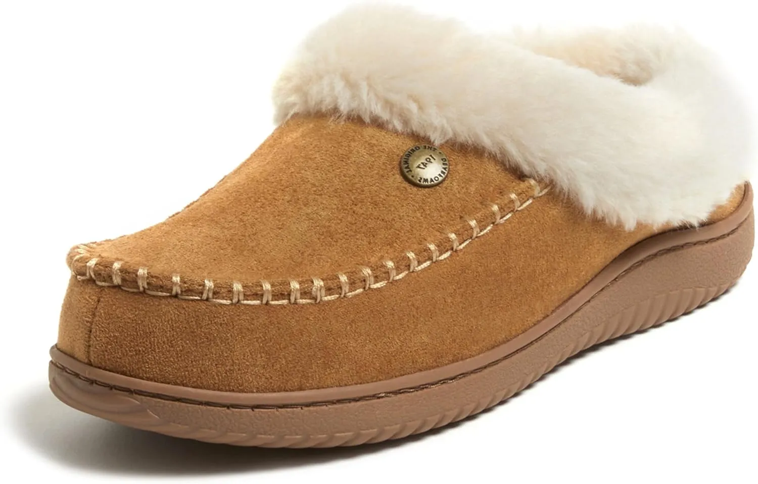 Dearfoams Women's Atley Indoor/Outdoor Fuzzy Memory Foam Clog Slipper
