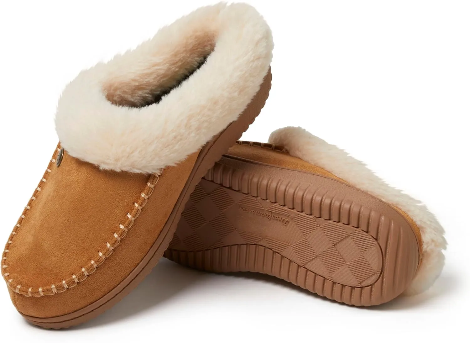 Dearfoams Women's Atley Indoor/Outdoor Fuzzy Memory Foam Clog Slipper