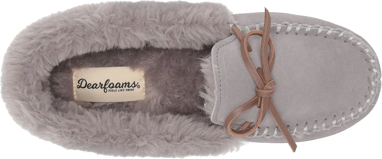 Dearfoams Women's Bethany Genuine Suede Moccasin Slipper