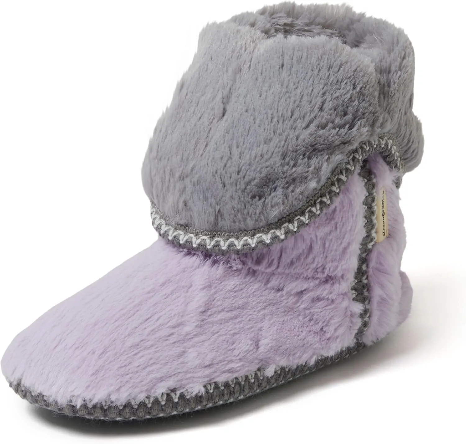 Dearfoams Women's Fuzzy Memory Foam Beth Bedroom Bootie Slipper Sock with Grippers