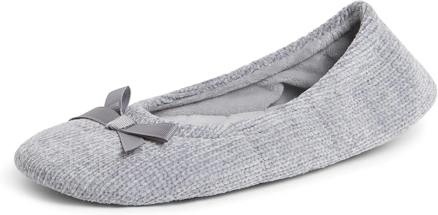 Dearfoams Women's Layla Ballerina with Suede Outsole Slipper