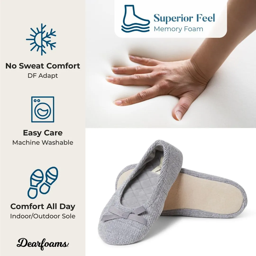 Dearfoams Women's Layla Ballerina with Suede Outsole Slipper