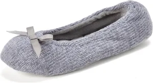 Dearfoams Women's Layla Ballerina with Suede Outsole Slipper
