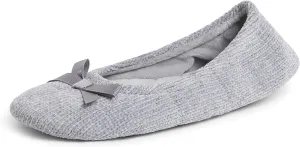 Dearfoams Women's Layla Ballerina with Suede Outsole Slipper