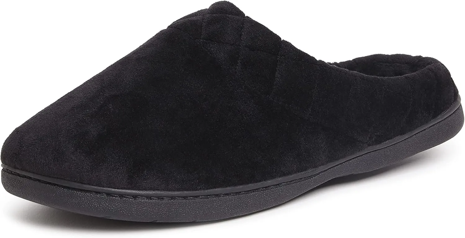 Dearfoams Women's Memory Foam Indoor Outdoor Darcy Velour Clog House Slipper with Wide Widths