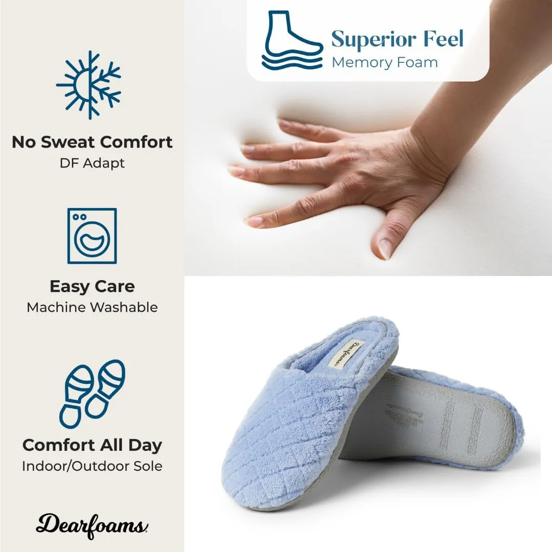 Dearfoams Women's Memory Foam Washable Leslie Clog House Slipper with Wide Widths