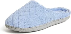 Dearfoams Women's Memory Foam Washable Leslie Clog House Slipper with Wide Widths