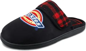 Dickies Men's Slide-on Memory Foam Scuff Slipper with Embroidered Logo-Indoor/Outdoor Sole