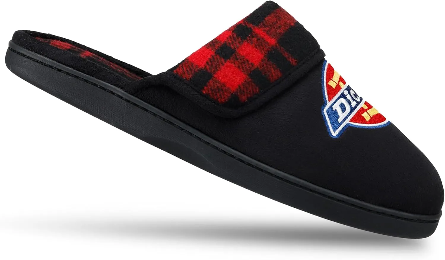 Dickies Men's Slide-on Memory Foam Scuff Slipper with Embroidered Logo-Indoor/Outdoor Sole