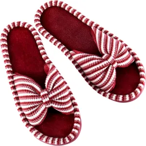 DL Women's Memory Foam Open Toe Slide Slippers with Cute Bow and Cozy Terry Lining, Slip-on House Shoes Spa Mules Sandals with Indoor Outdoor Rubber Sole