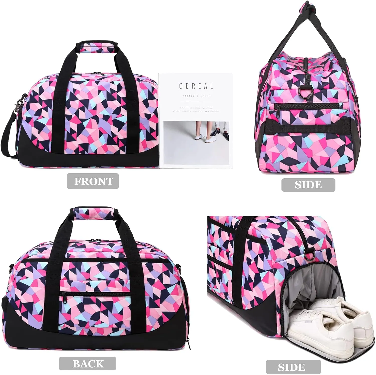 Duffle Bag for Girls Teens Sport Gym Bag Women Weekender Carry On Overnight Bag Workout Duffel with Shoe Compartment and Wet Pocket