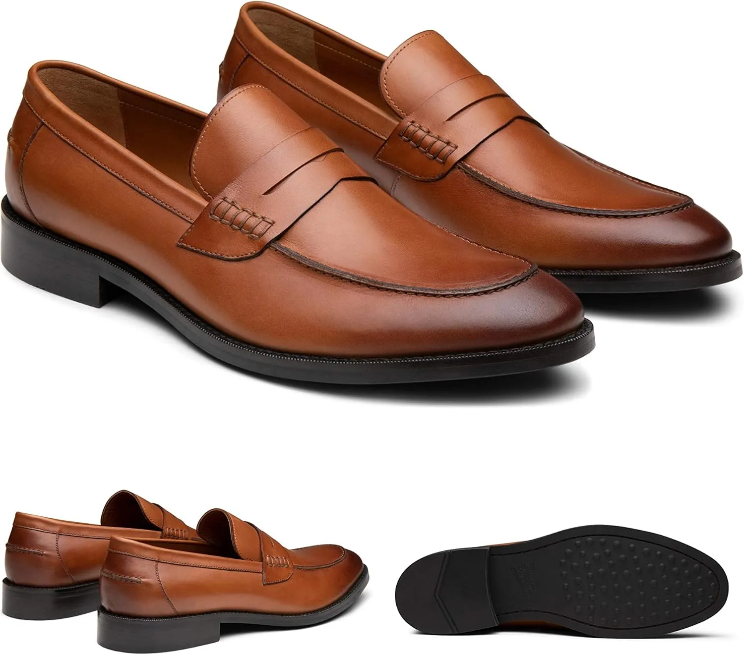 Dunross & Sons Mens Loafer Shoes. Leather Penny Loafer for Men, Slip-On Formal Business Shoes.