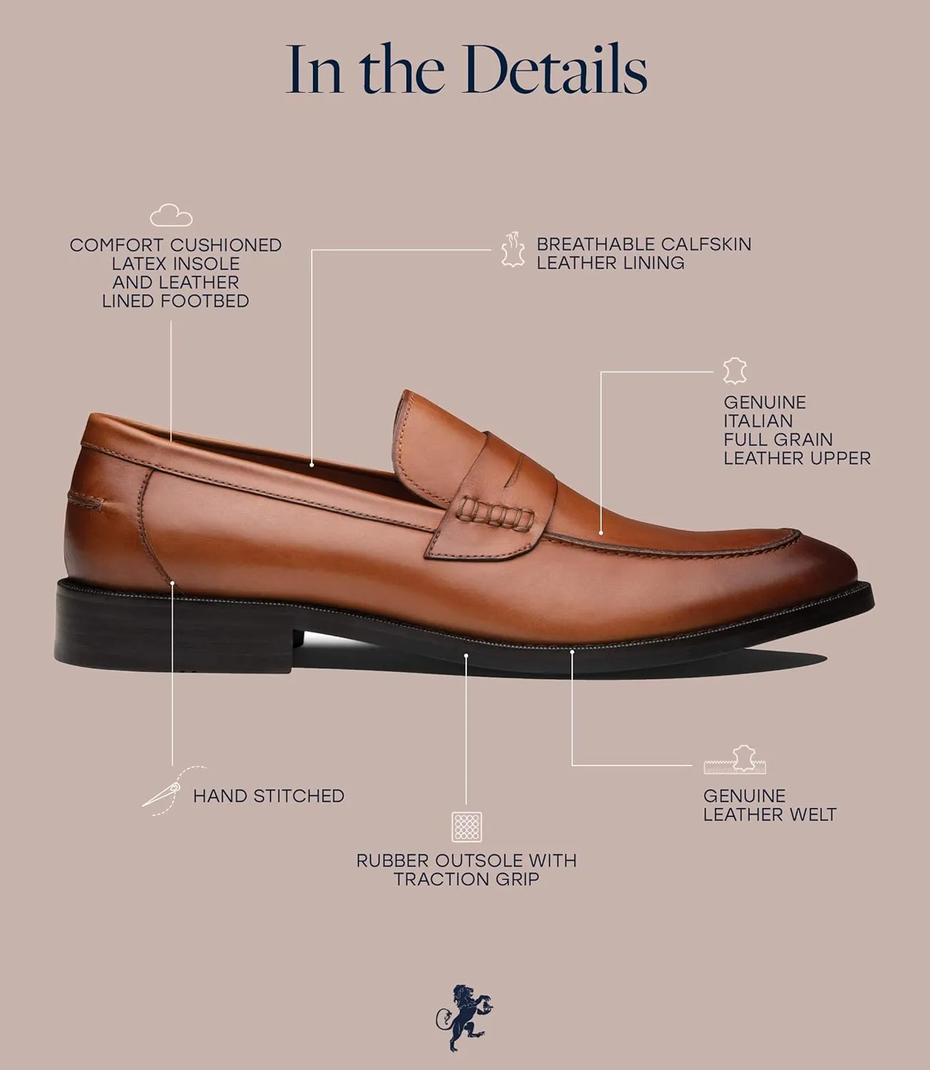 Dunross & Sons Mens Loafer Shoes. Leather Penny Loafer for Men, Slip-On Formal Business Shoes.