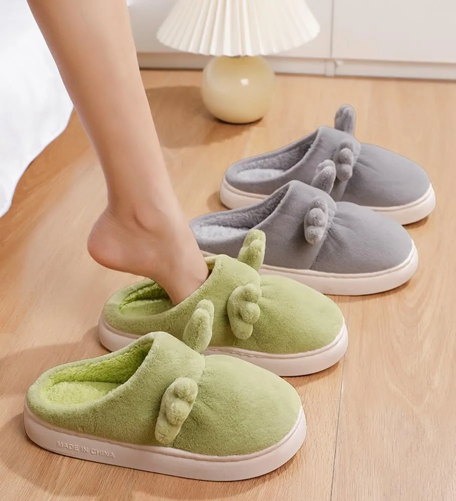 Epsion Women's Cute Antler House Slippers for Men Fuzzy Slip On Winter Warm Memory Foam Slipper Plush Lining Indoor Outdoor Cozy Animal Non-Slip Bedroom Shoes