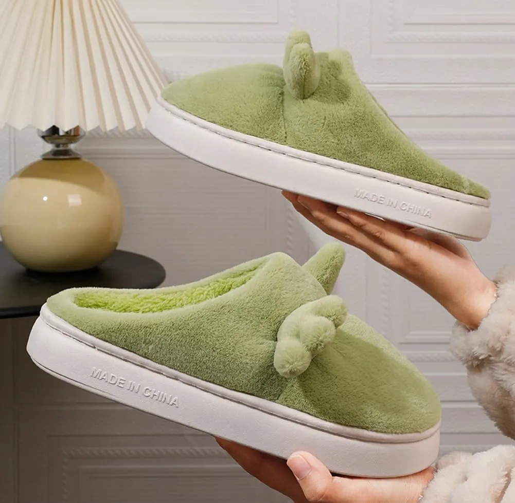 Epsion Women's Cute Antler House Slippers for Men Fuzzy Slip On Winter Warm Memory Foam Slipper Plush Lining Indoor Outdoor Cozy Animal Non-Slip Bedroom Shoes