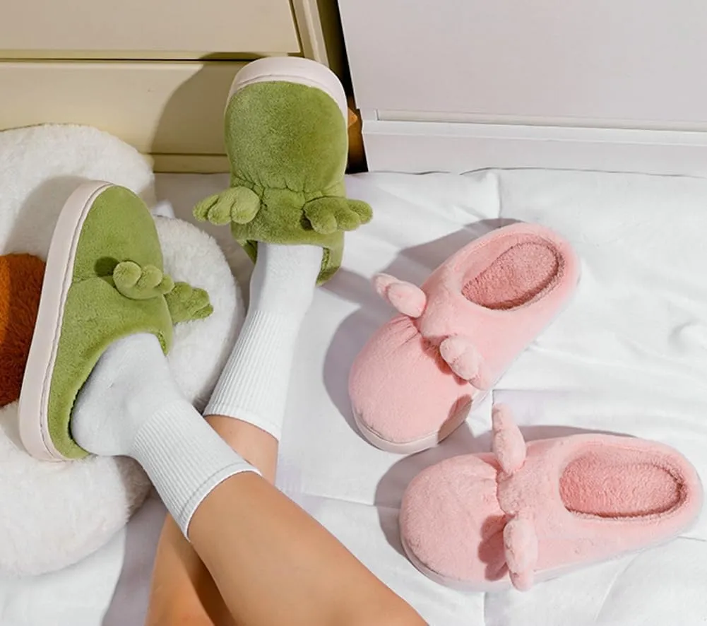 Epsion Women's Cute Antler House Slippers for Men Fuzzy Slip On Winter Warm Memory Foam Slipper Plush Lining Indoor Outdoor Cozy Animal Non-Slip Bedroom Shoes
