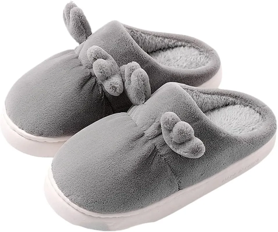 Epsion Women's Cute Antler House Slippers for Men Fuzzy Slip On Winter Warm Memory Foam Slipper Plush Lining Indoor Outdoor Cozy Animal Non-Slip Bedroom Shoes