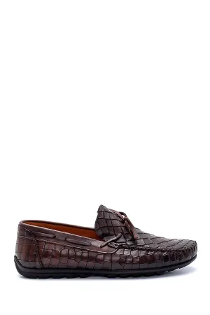 Erkek Deri Kroko Desenli Loafer