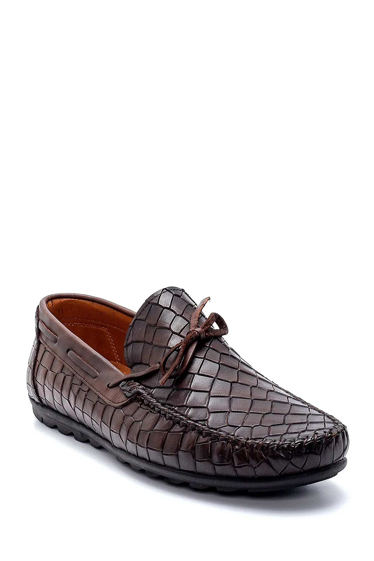 Erkek Deri Kroko Desenli Loafer