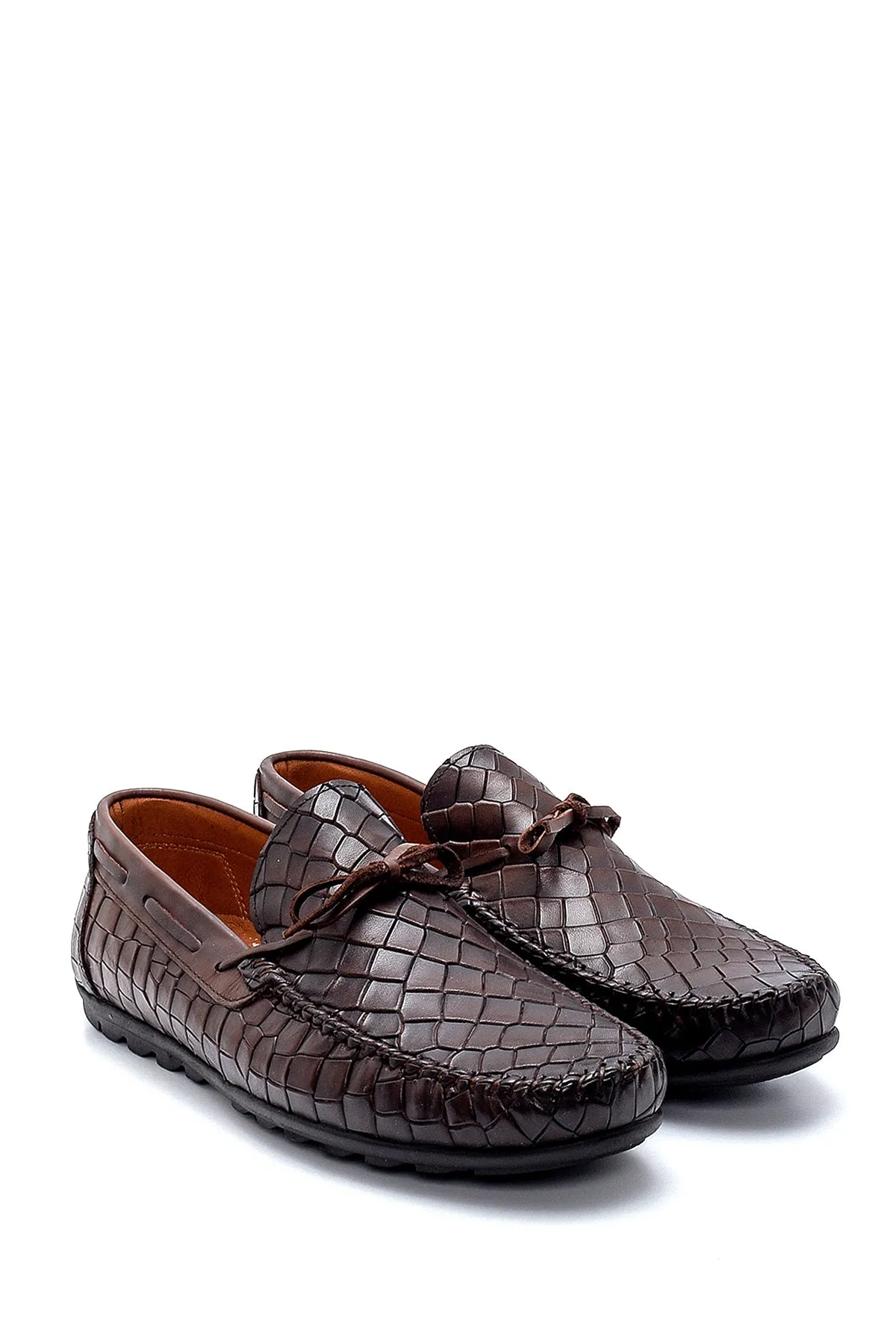 Erkek Deri Kroko Desenli Loafer