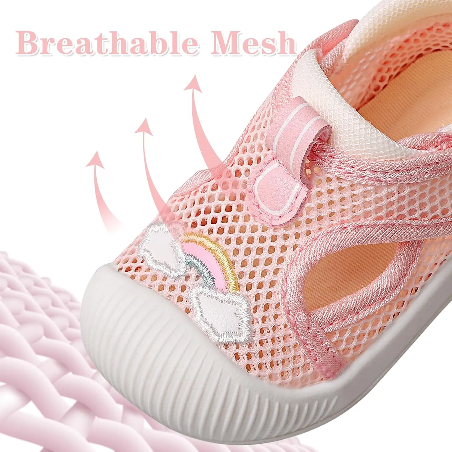 ESTAMICO Baby Girls' Summer Sandals Toe Protection Athletic Sports Sandal Non-Slip First Walking Shoes