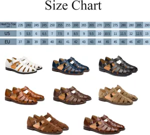 European and Amenrican Mens Fisherman Sandals,Summer Leather Casual Baotou Breathable Fisherman Shoes.
