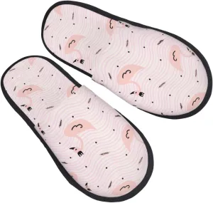 Feather Swan Pattern House Slippers for Women Men Winter Spa Slippers Indoor Soft Home Shoes Non Slip Memory Foam Slipper for Hotel Bedroom Travel