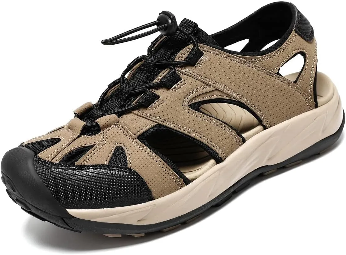 FIEEIF Hiking Sandals for Men Closed Toe Comfortable Sports Breathable Slip Resistance Athletic Sandal Walking Summer Men's Outdoor Shoes