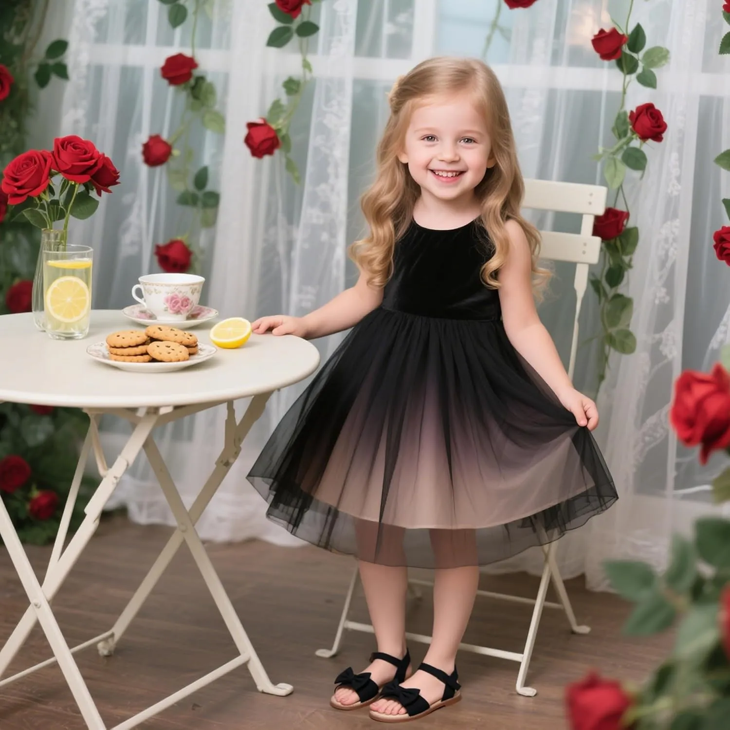 Flaryzone Toddler Little Girls Glitter Flower Open-Toe Flat Dress Sandals Summer Shoes