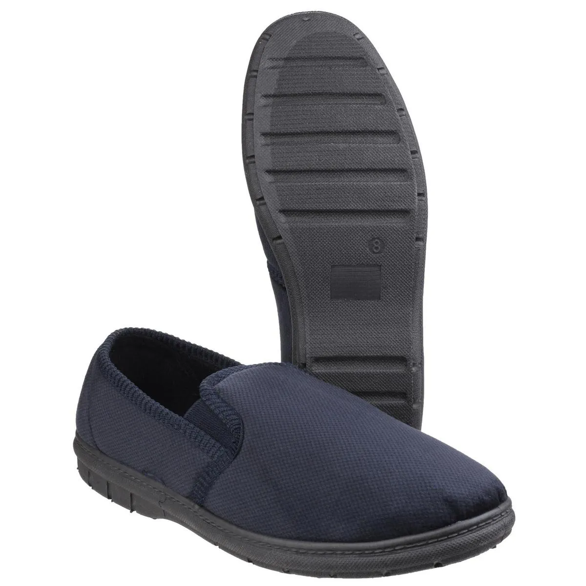 Fleet & Foster John Twin Gusset Memory Foam Slipper Navy