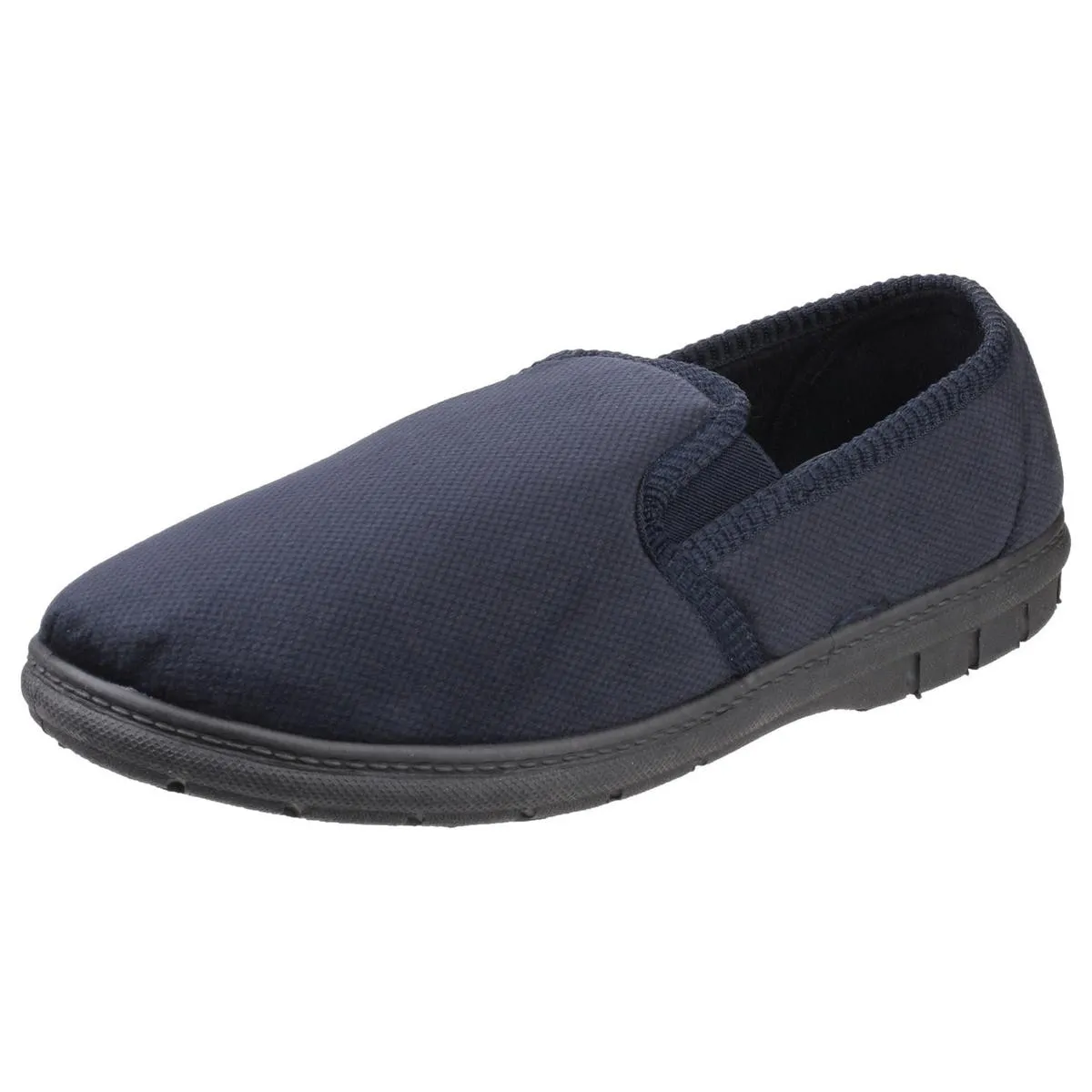 Fleet & Foster John Twin Gusset Memory Foam Slipper Navy