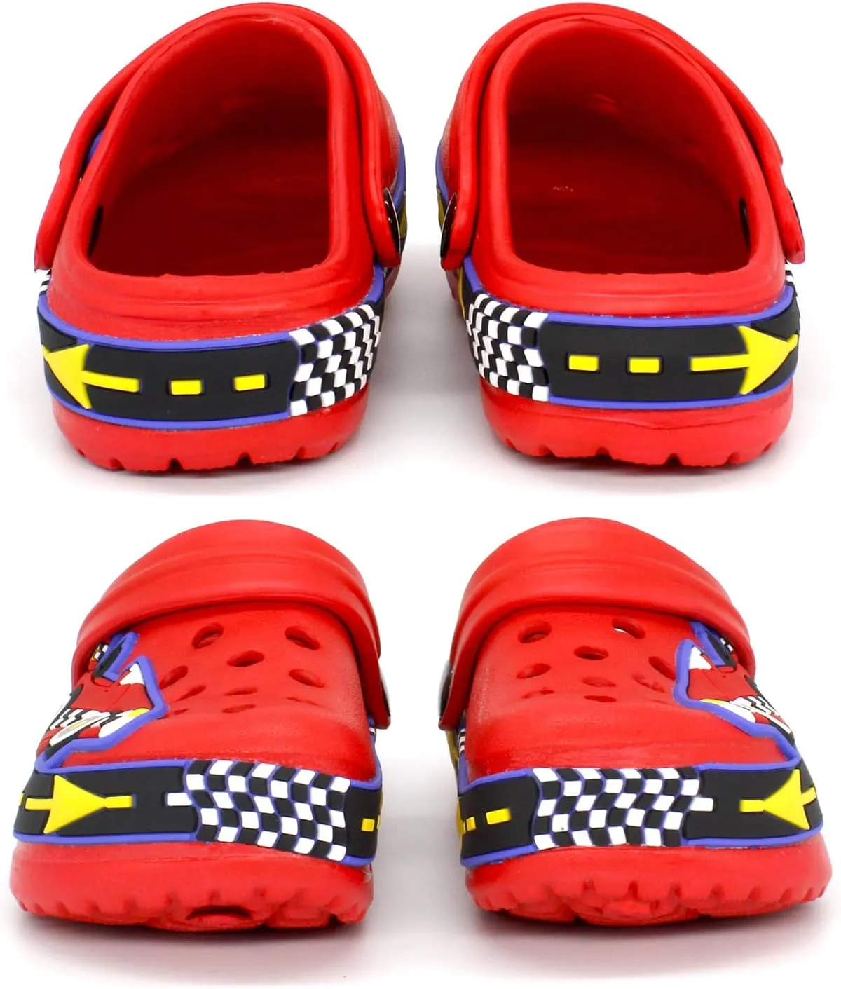 FolHaoth Toddlers Cute Cartoon Excavator Racecar Pattern Boys Girls Clogs Slip On Lightweight Breathable Kids Sandals Non Slip Indoor Outdoor Beach Pool Shower Slippers Shoes