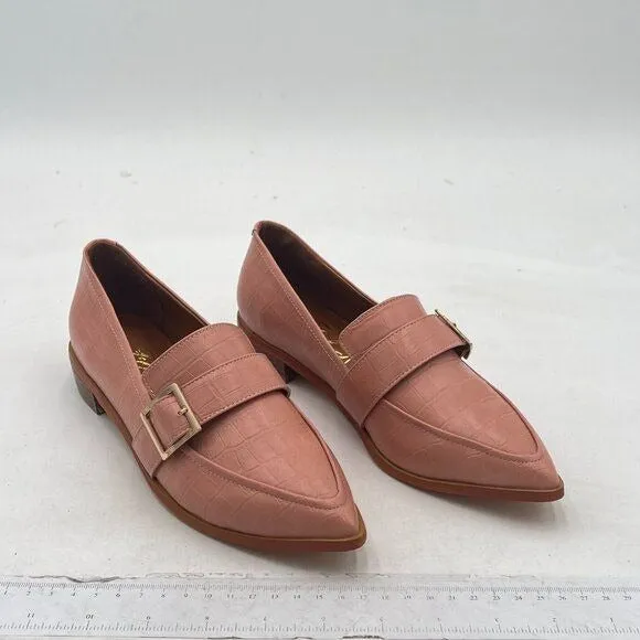 FOWT Nude Pointed Toe Buckle Closed Toe Pump Low Heel Loafer Comfy Dress Shoes