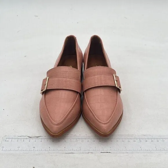 FOWT Nude Pointed Toe Buckle Closed Toe Pump Low Heel Loafer Comfy Dress Shoes