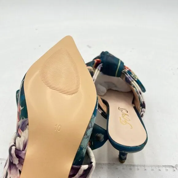 FOWT Pointed Toe Slip On Mules with Bow, Low Kitten Heel Backless Burnished