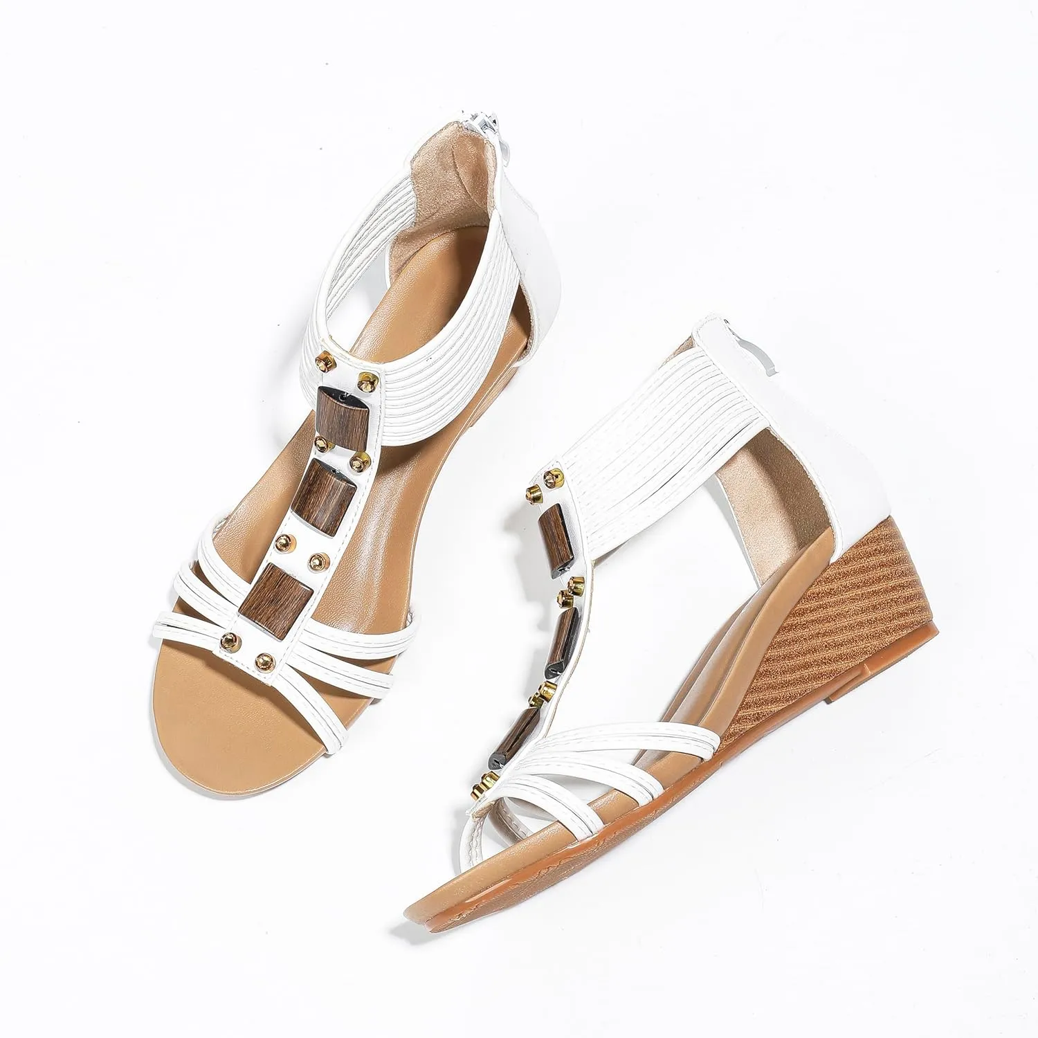 FRALOSHA Wedge Sandals for Women Open Toe Casual Summer Roman High Heel Breathable Beach Sandals