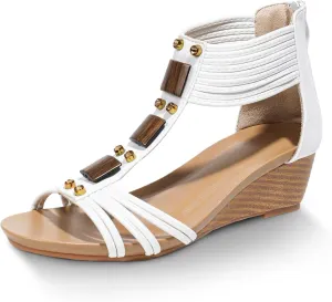 FRALOSHA Wedge Sandals for Women Open Toe Casual Summer Roman High Heel Breathable Beach Sandals