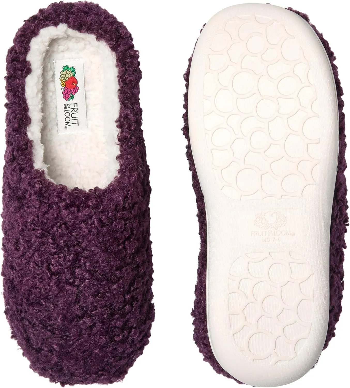 Fruit of the Loom House Slippers For Women, Memory Foam Insole, Indoor Outdoor, Comfy, Berber Loafer