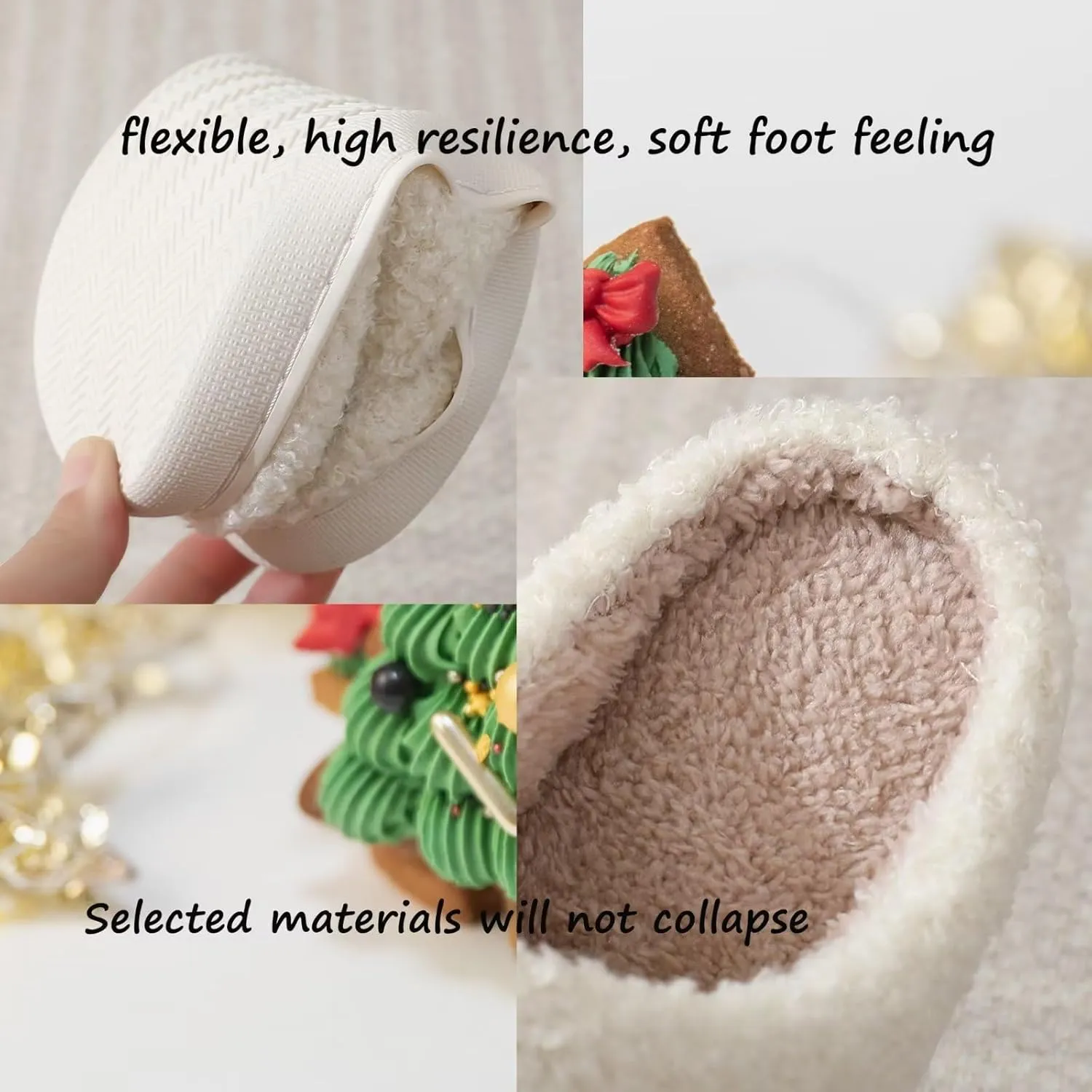 Fuzzy House Slippers for Women Smiley Face - Christmas Cozy Memory Foam Woman Slipper Indoor and Outdoor Winter Bedroom Shoes