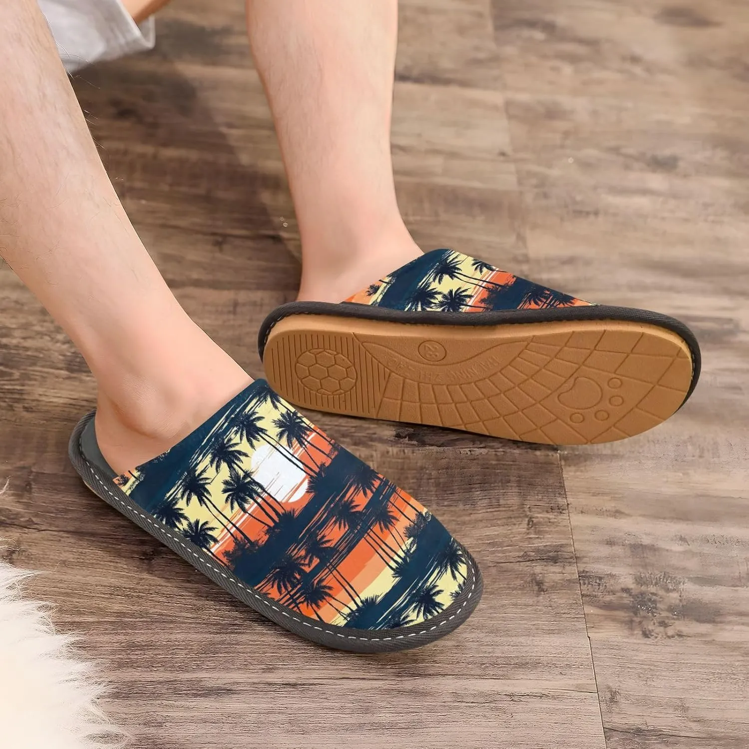 Fuzzy Slippers for Women Men Cozy Memory Foam Scuff Slippers Warm House Shoes Indoor/Outdoor