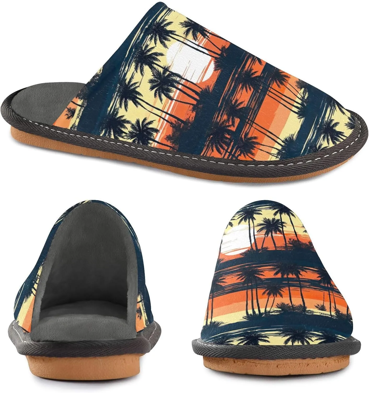 Fuzzy Slippers for Women Men Cozy Memory Foam Scuff Slippers Warm House Shoes Indoor/Outdoor