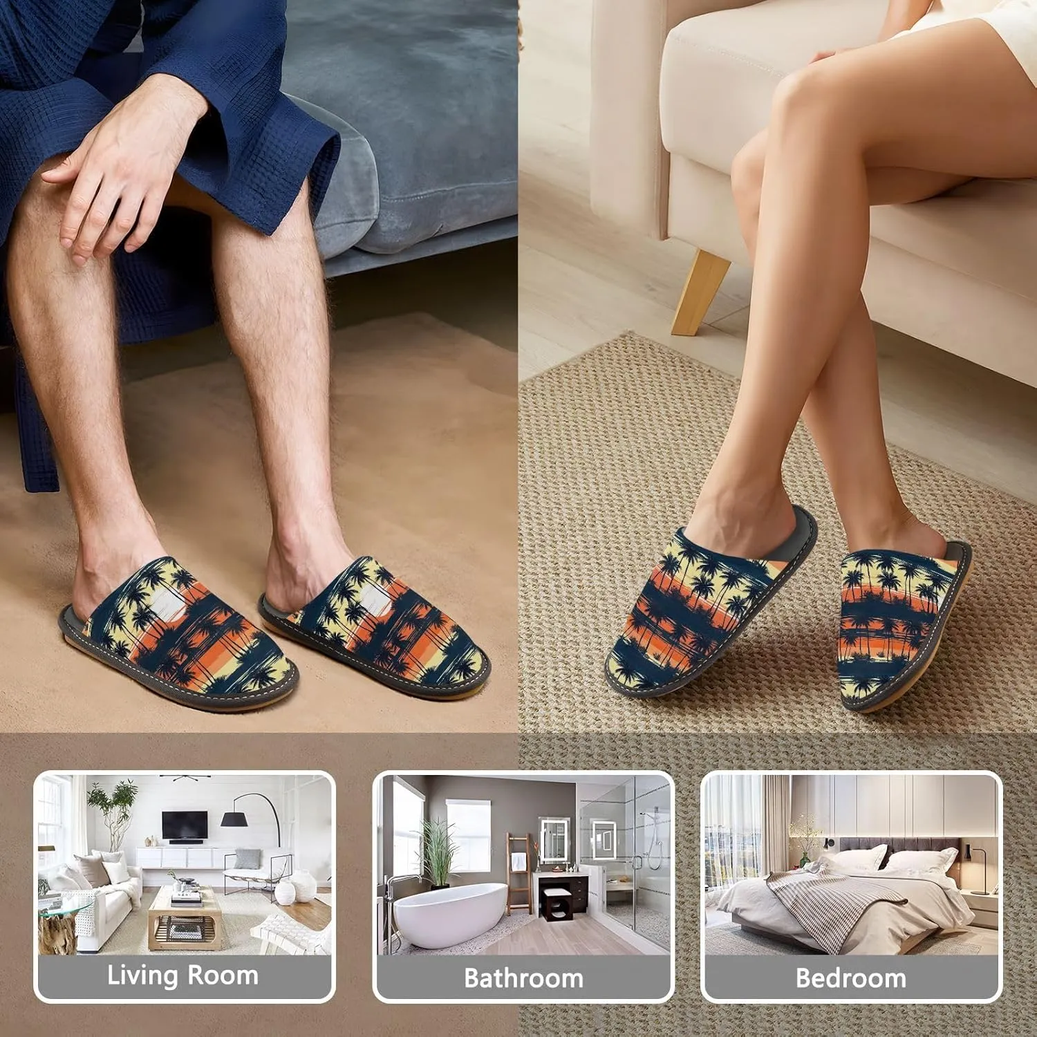 Fuzzy Slippers for Women Men Cozy Memory Foam Scuff Slippers Warm House Shoes Indoor/Outdoor