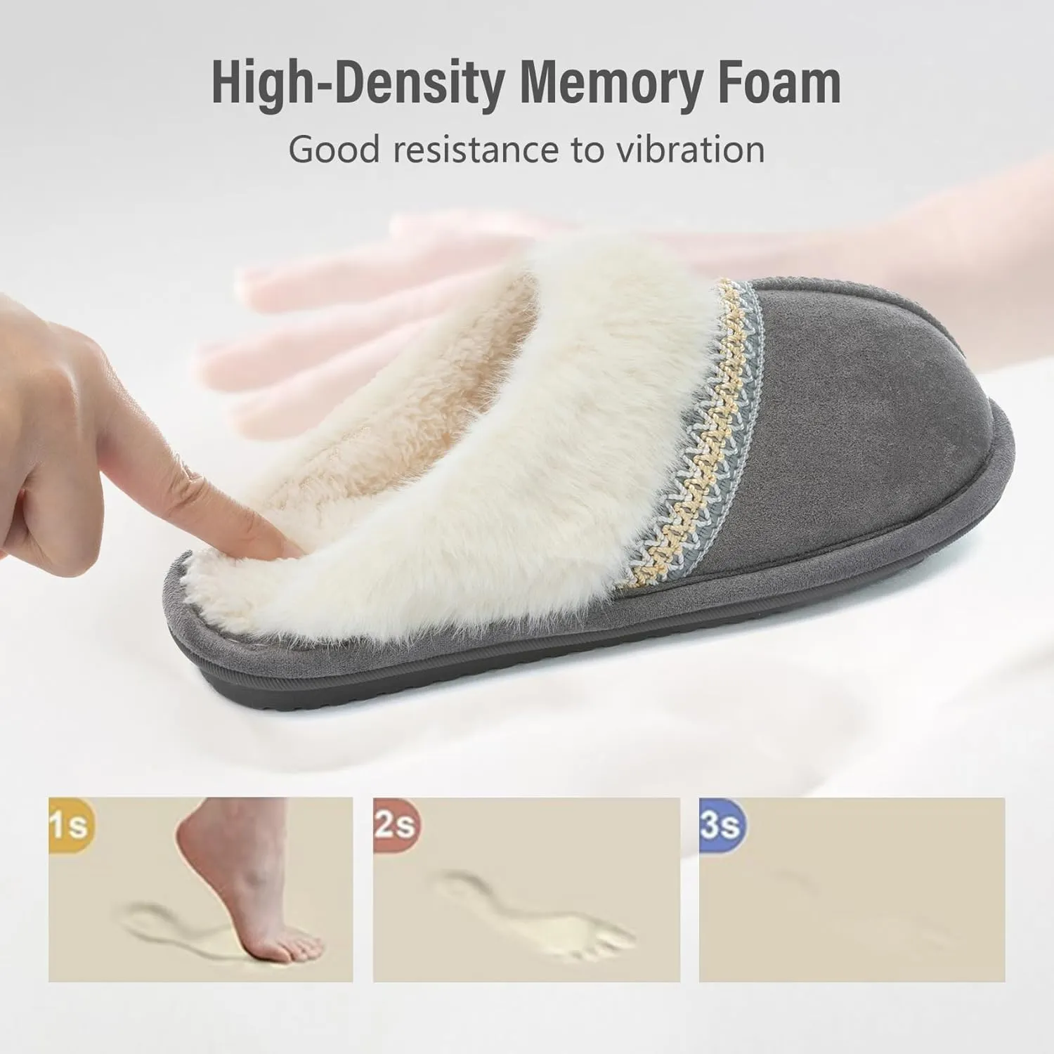 Fuzzy Slippers for Women with Memory Foam Warm Winter Suede House Slippers Indoor Outdoor Gifts For Women Faux Fur Anti-Skid