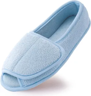 Git-up Women Diabetic Slippers/W Arthritis Edema Adjustable Closure Memory Foam House Shoes Open Toe Extra Wide