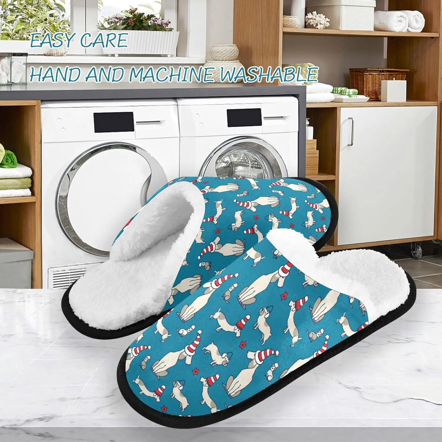 Gredecor Christmas Winter Spa Slippers Monster Truck Cars with Christmas Tree House Home Slipper Shoes for Men Women Memory Foam Non Slip,5-8