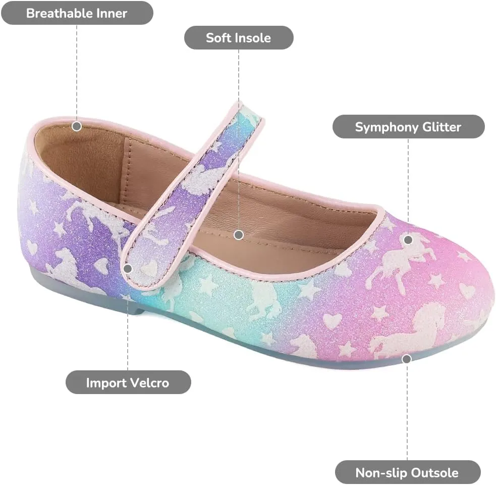 Grils Dress Shoes Rainbow Girl Flat Shoes for Birthday Party School Weeding Cute Toddler Mary Jane Shoes