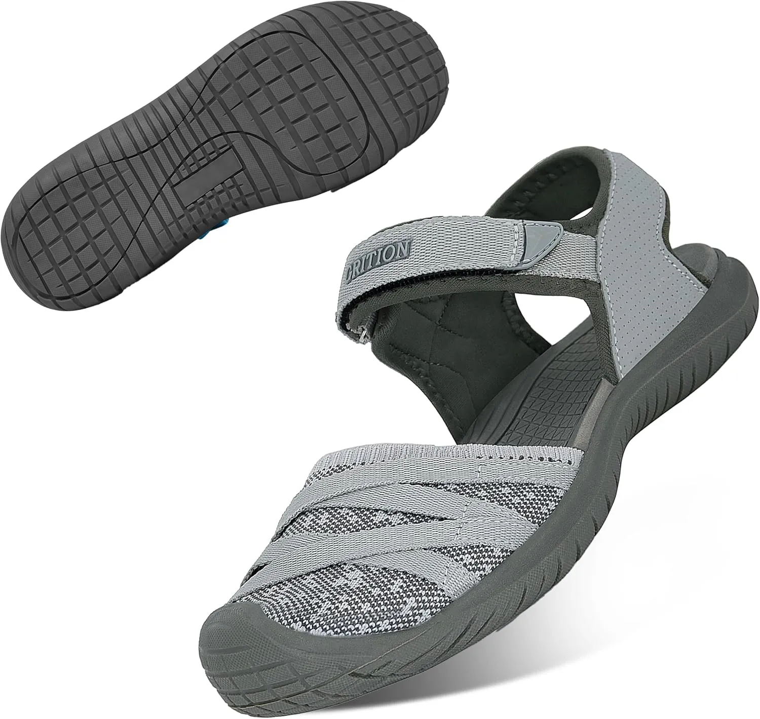 GRITION Hiking Sandals Women Closed Toe, Waterproof Lightweight Adjustable Hiking Athletic Sandals, Breathable For Beach Summer Adventure Comfortable Outdoor Sport