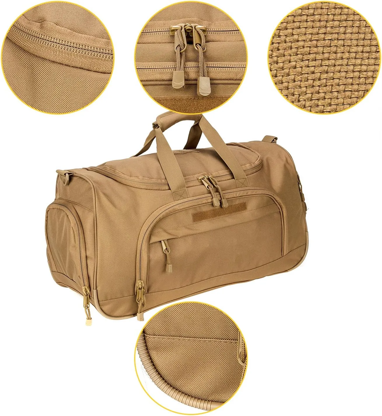 Gym Bag Duffle Bags for Men Women with Shoes Compartment Sport Weekend Travel Overnight Carry On Bag for Tactical Military Travel Work Out Bags (2.0 Tan)