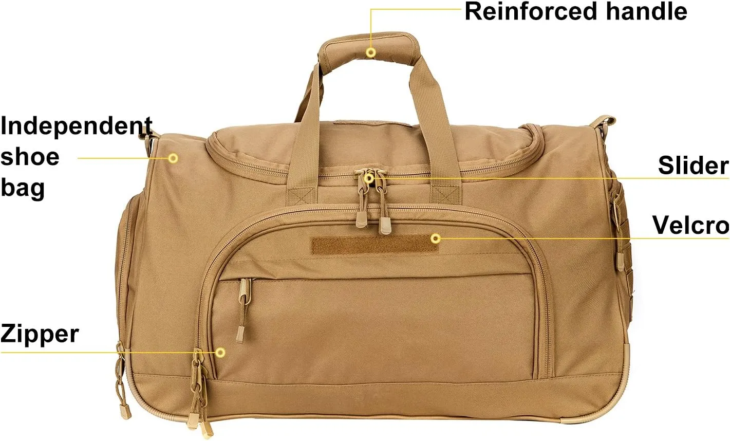 Gym Bag Duffle Bags for Men Women with Shoes Compartment Sport Weekend Travel Overnight Carry On Bag for Tactical Military Travel Work Out Bags (2.0 Tan)
