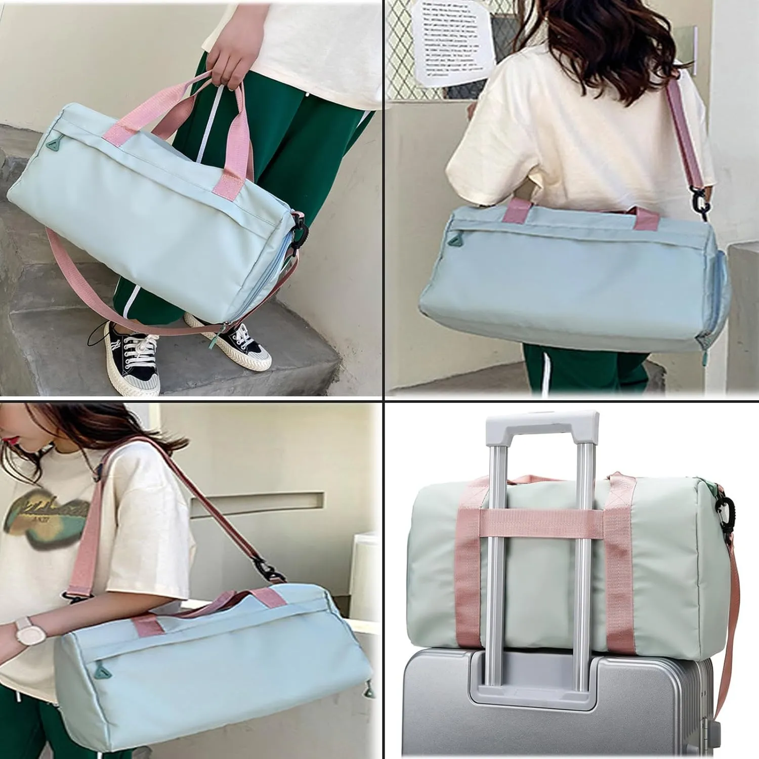 Gym Bag for Women,Duffle Bag for Travel,40L Carry On Weekender Bags with Shoe Compartment,Sports Bags for Yoga & Dance with Wet Pocket